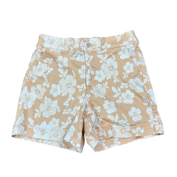 JACHS Girlfriend Floral Tan Chino Shorts High Rise Size Medium - Picture 1 of 6